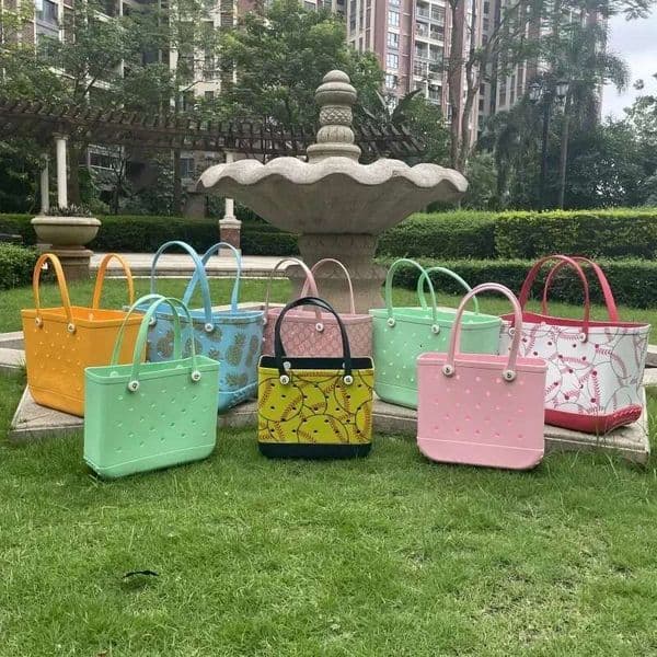 HOT Waterproof Woman Eva Tote Large Shopping Basket Bags Washable Beach Silicone Bogg Bag Purse Eco Jelly Candy Lady Handbags