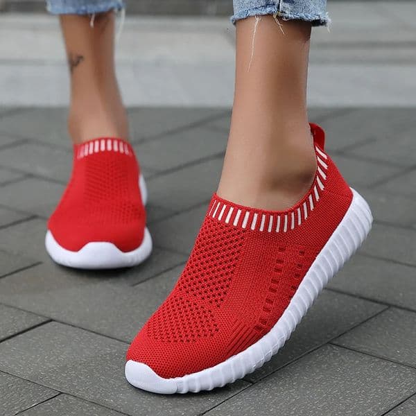 Womens Ultra Light Oversized Running Shoes Fashionable Fly Woven Breathable Sports Sneakers 250207BJ