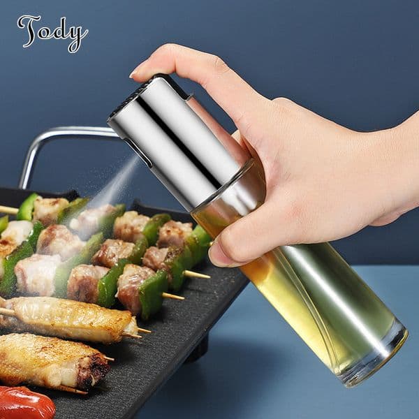 304 stainless steel oil spray bottle glass oil spray pot soy sauce vinegar spray glass oil spray bottle kitchen press spray bottle 250212