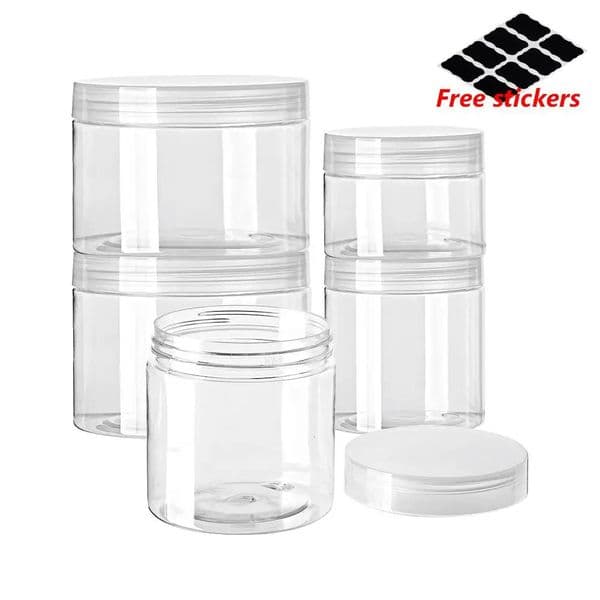 10pcs 30/50/60/80/100/120/150ml Food Storage Jars Clear Lid Bottle Pot Balm Plastic Container Can Tin Transparent Screw Empty 250211