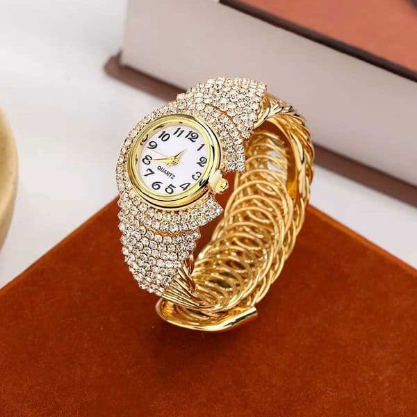 Women Gold Full Diamond Watch Ladies Wrist Watches Luxury Brand Rhinestone Womens Bracelet Watches Female Relogio FemininoXJ250213