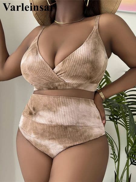 0XL 4XL tie dye bikini plus size swimsuit womens twopiece set shower V5303 250211