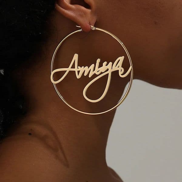 Stainless Steel Custom Name Letter Hoop Earring For Women Personalized Customized Cricle Earrings Wedding Jewelry Gift 250114