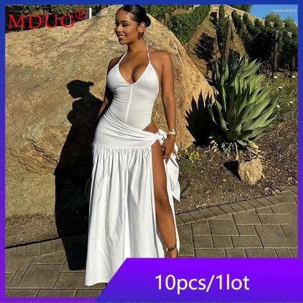 Work Dresses 10sets Bulk Items Wholesale Lots Dress Sets Women Summer 2025 Two Piece Set Sexy Strap Bodysuits Long Skirt Outfits M14856