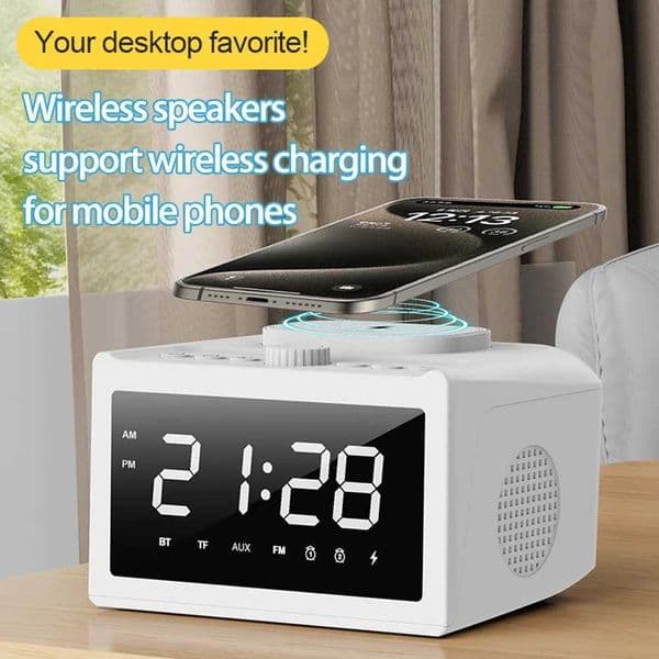 S31 Bedside Alarm Clock Radio with USB Charger Speaker FM radioWireless Charging LED Display Auto Time Setting Z250213