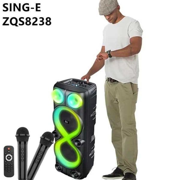Super Power Outdoor Party Street Singing Speaker Portable Subwoofer Dual 8 Inch Karaoke Sound System FM with Microphon Z250213