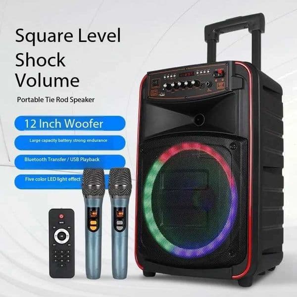 500W High-Power Audience Speaker Portable Outdoor Karaoke Trolley With Wireless Dual MIC 3D Surround Sound Subwoofer Z250213