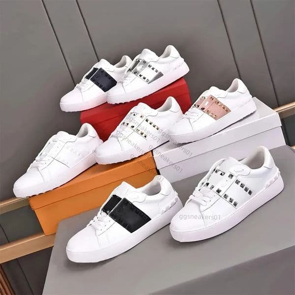 Designer new flat rivet small white shoes female couple with casual board shoes with thick soled white sports shoes female