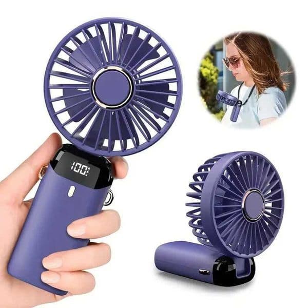 Portable Handheld Personal Rechargeable Fan LED Digital Display 90Adjustable Rechargeable Fan 5 Speed Wind Mini Aromatherapy Z250214