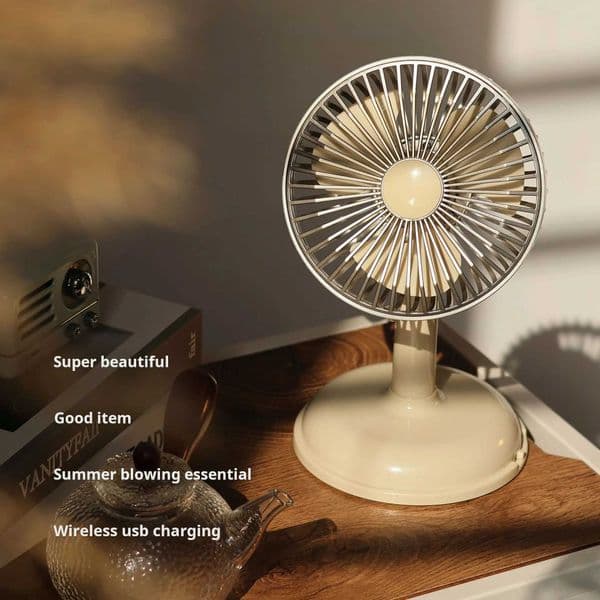 Retro Mini Fan Home Desktop Fan Dormitory Handheld Portable Usb Charging 800mah Outdoor Electric Fan Z250214