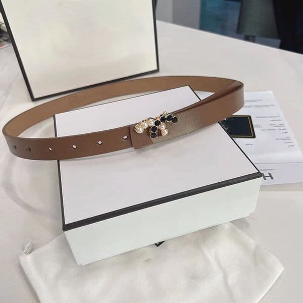 business women Designer relax nice Pearl luxury belt Diamond Genuine leather material classic buckle casual width 2.5cm size fashion gift