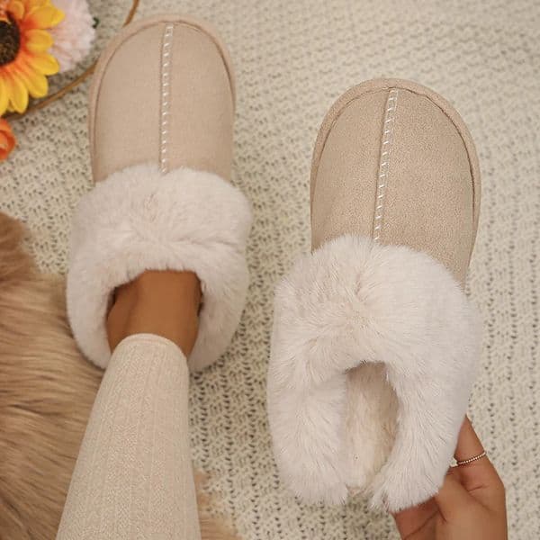 Closed Toe Warm Cotton Slippers Women Faux Fur Thicken Plush Winter Home Shoes Woman Lightweight Casual Indoor Slides Female 250213