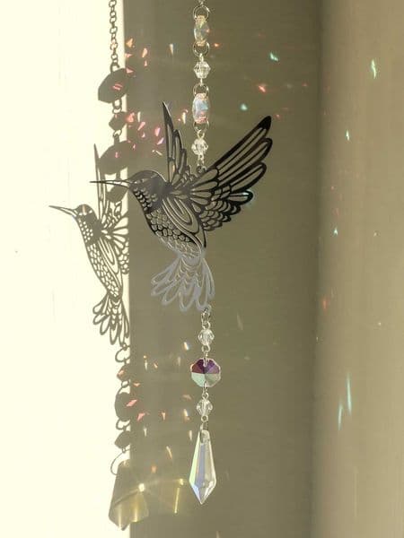 Silver Color Bird Crystal Suncatcher Hanging Decoration Rainbow Maker Room Decor Light Catcher Room Decors Aesthetic Girl Gift W250214