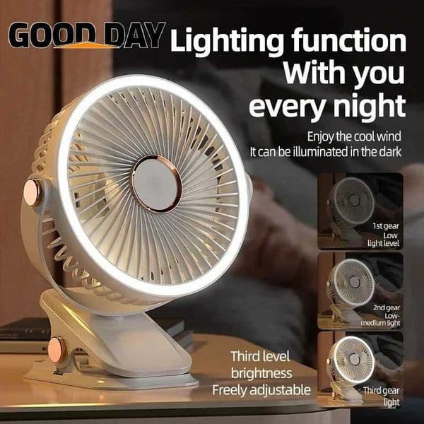 Camping Fan 800mAh Rechargeable Desktop Portable Air Circulator Wireless Ceiling Electric Fan With LED Light Clip-on Home Fan Z250214