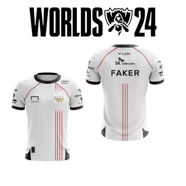 Men's T-Shirts 2024 New T1 Esports Team Uniform T-shirt League Of Legends World Finals Jersey T Shirt Lol Games Faker Fan Support Men Clothes z250212