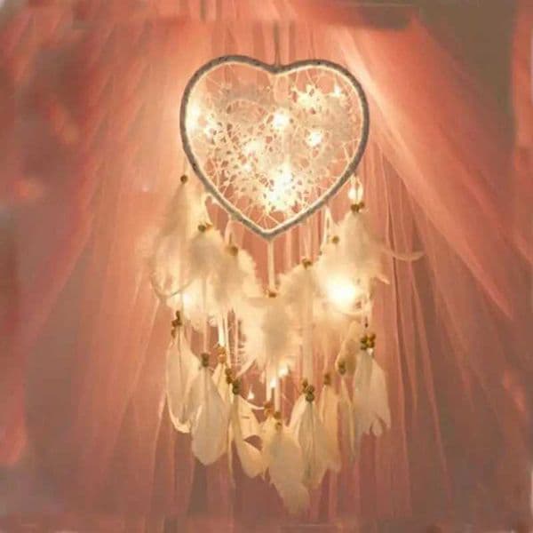 LED Light Dream Catcher Handmade Deamctcher Feather Wall Decoration Romantic Valentines Day Gift for Girlfriend W250214