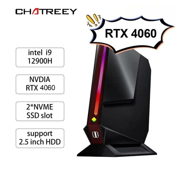 Chatreey G2 Mini PC Intel Core i9 12900H With Nvidia RTX 4060 Gaming Desktop Computer PCIE 4.0 Wifi 6 BT5.0 Windows 11 thumbnail 2