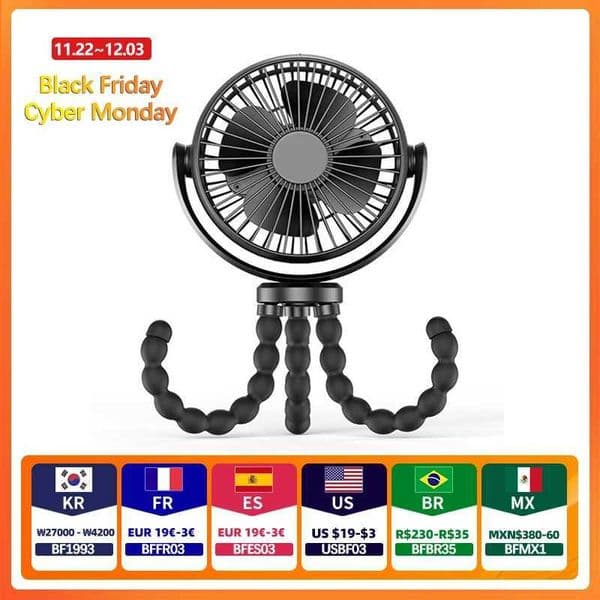 5200mAh USB Desktop Folding FanOutdoor Baby Stroller Handheld Fan Summer Mute Small Multifunctional Octopus Mini Fan Z250214