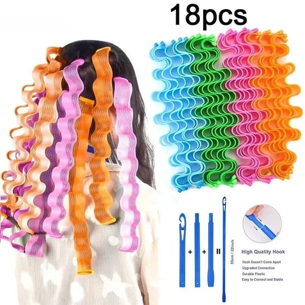 Heatless Hair Roller Spiral Hair Curlers Magic Curls Hair Rollers with Hooks No Heat Hair Curlers DIY Curly Hair Styling Kit 250214