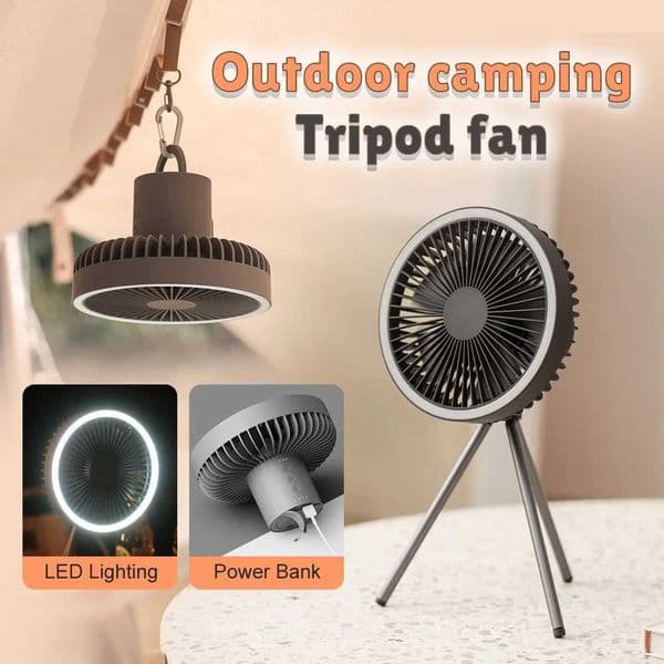 10000mAh Camping Fan Rechargeable Desktop Portable Circulator Wireless Ceiling Electric Fan with Power Bank LED Lighting Tripod Z250214
