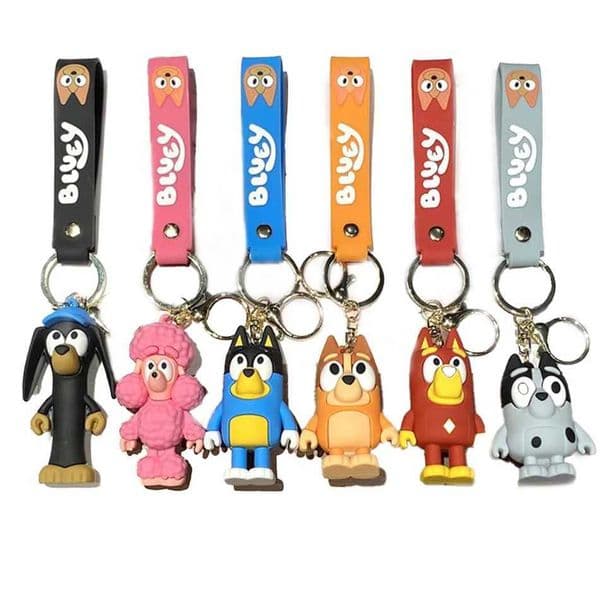 Cartoon Bluey Family Doll Creative Car Chain Keychain Bag Pendant Exquisite Small Gift Childrens Backpack Pendant Couple Gift