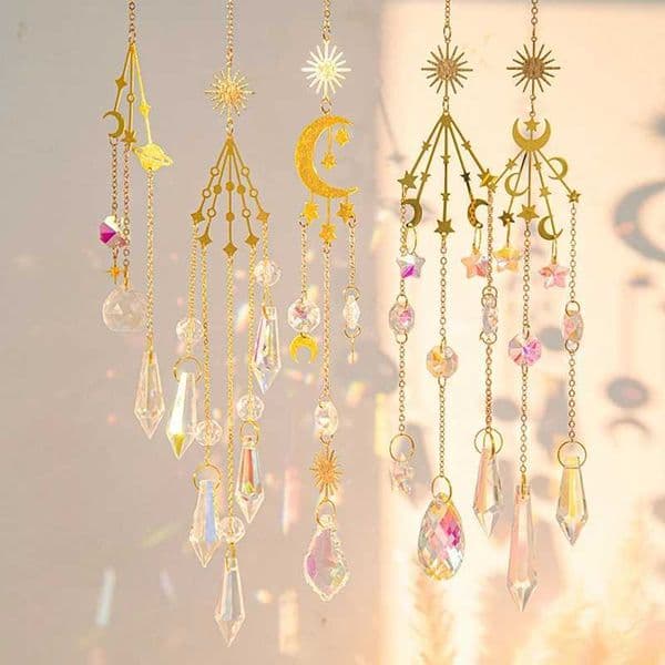 Crystal Sun Catcher Wind Chime Pendant Outdoors Room Window Hanging Pendants Prism Windchime Home Garden Decoration W250214