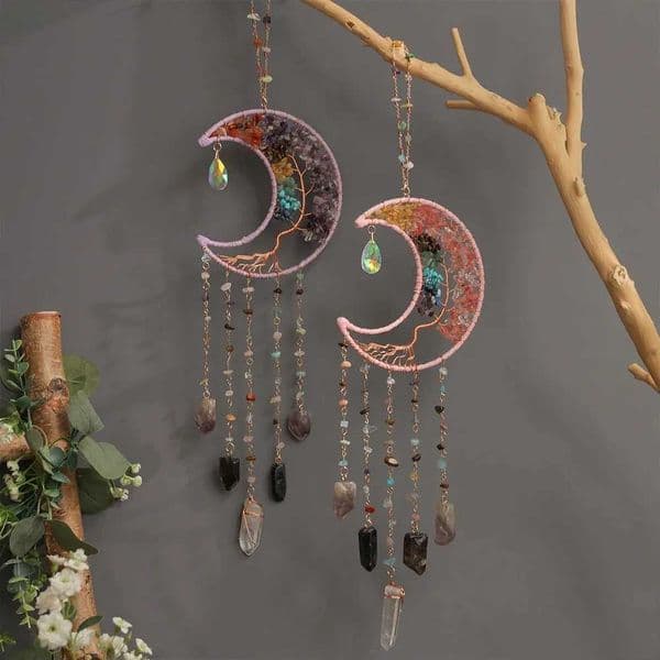 Dream Catcher Crystal Stone Handmade Wind Chime Suncatcher Car Pendant Room Hanging Ornaments Birthday Festival Gifts Home Decor W250214