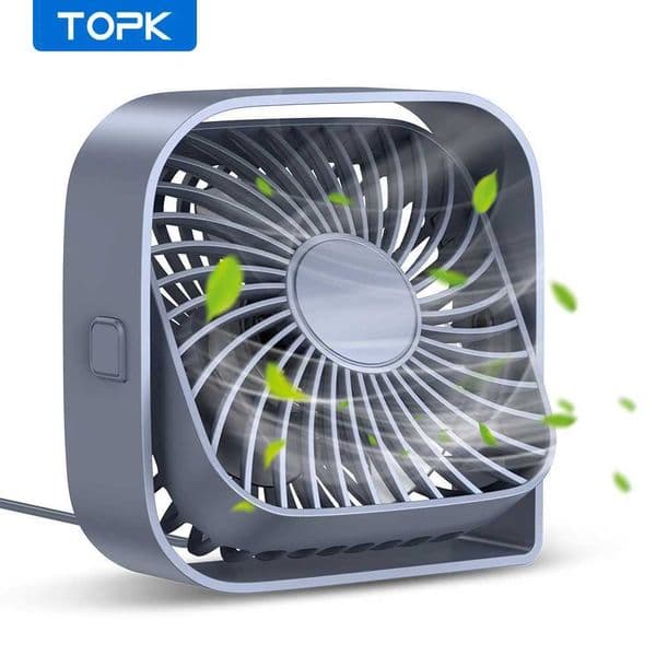 TOPK USB Desk Fan Mini Fan Portable3 Speeds Desktop Table Cooling FanQuiet Personal Small Fans for Room Home Desktop Office Z250214