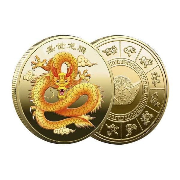Dragon Year of 2024 Chinese Coins Dragon Plated Gold Coin Collectible New Year China Mascot Souvenir W250207