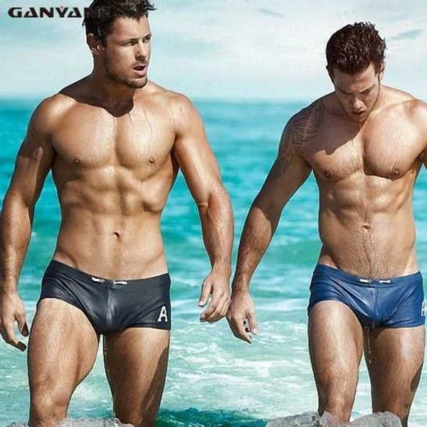 GANYANR Brand Male Swimming Trunks Plus Size Swimwear Men Sexy Swimsuit Gay Swim Shorts Briefs Sunga Bathing Solid Surf Beach Z260312