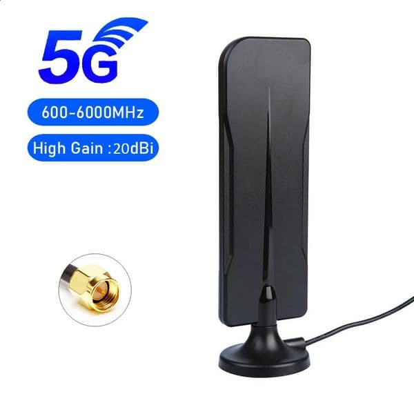 GSM 4G 5G Antenna Magnetic Base High Gain 20dBi 600-6000MHz Omni Wifi Antenna 2 Meters Cable SMA Male for Router Modem 250221