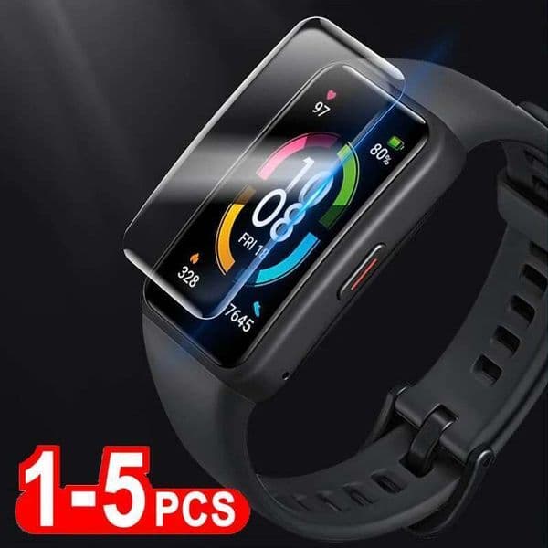 6Pcs/Set 3D Curved Soft Tempered Glass Protective Huawei 8 7 Pro Screen Protector For Honor Band 6 Smart watch Film Accessories