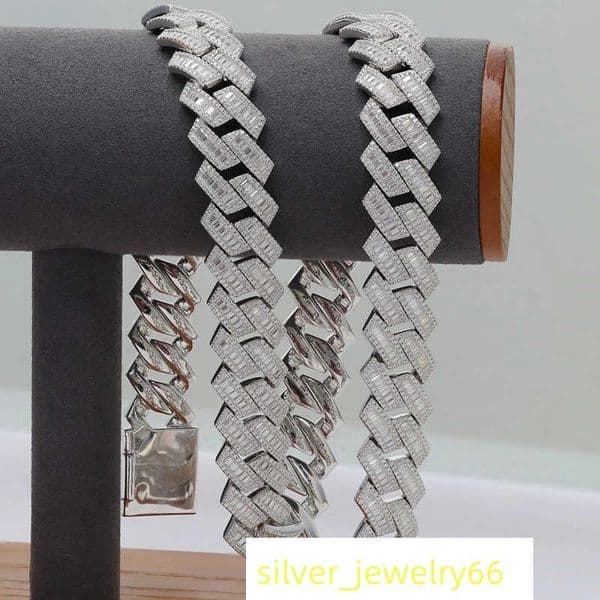 Paston Customized Jewelry Iced Out 925Silver Moissanite Big Size Cuban Chain 18mm 22inch vvs Diamond Hiphop Jewelry