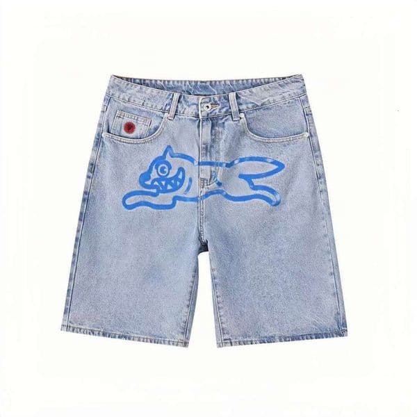Icecream Jeans Designer Mens Baggy BBC Flying Dog Pattern Print Denim Shorts High Street Y2k Hip Hop Vintage Washed Jeans Women Skinny Slim High Quality Jeans D0d