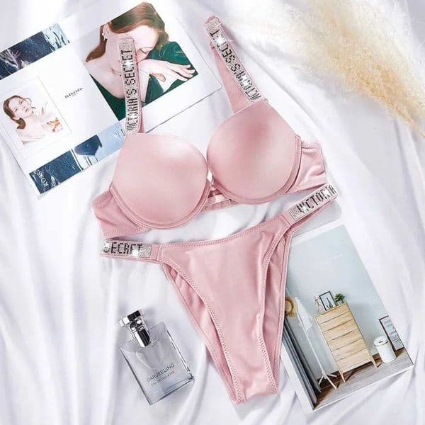 designer Victoriasecret Sexy Lingerie Set for Women Push Up Bra and Panty Sets with Rhinestone Detail Seamless Underwear 987 L251216E4U8