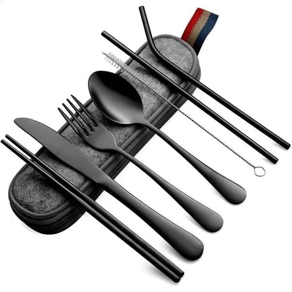 8PCS Portable Tableware Single Box Suitable For Outdoor Picnic Travel Students Chopsticks Fork Spoon Knife Easy To Take 250210