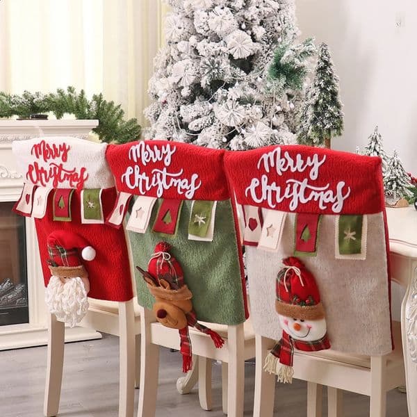 3D Christmas dining chair back cover protector home decoration restaurant holiday supplies Merry Christmas decoration 250210