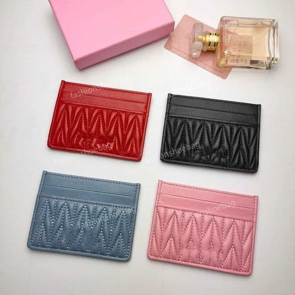 Designer Solid color bag case Credit Card Wallet Card Holder accessories High Quality passport Luxury card holder pink coin purses with box cardholder key pouch