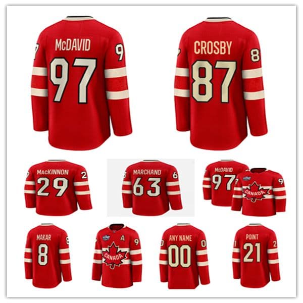 2025 Four 4 Nations Hockey Jersey 87 Sidney Crosby 29 Nathan MacKinnon 63 Brad Marchand 16 Mitchell Marner 97 ConnorMcDavid 61 Mark Stone 21 Brayden Point 8 Cale Makar