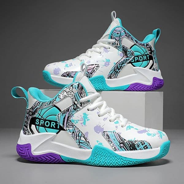 Boys High Top Children Basketball Shoes Professional Training Happysteps Basketball Sneakers Kids Anti Slip Sport Sneakers Trainers Sizes US12.5C-US7Y 000587