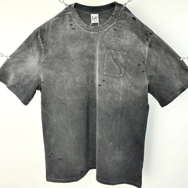 Frog Drift American Basic Style Retro Hole Solid Color Retro T-shirt 100% Cotton Top Summer Loose Mens Extra Large T-shirt 250213BJ