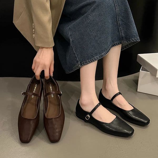 Mary Jane Single shoes Thick Heel Shoes Elegant Classic Retro Square Toe Comfortable Soft Shallow Cut Low Heel Womens Shoes 250214