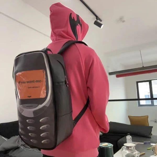 2025 Personality Vintage Telephone Bags Y2k Aesthetic Streetwear Women Students Schoolbags High-capacity Funny Ins Backpacks Men 250122