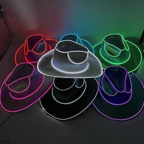 Halloween party cowboy hat costume bar lights up LED cowboy hat singles party supplies flashing neon lights Western cowboy hat X250217