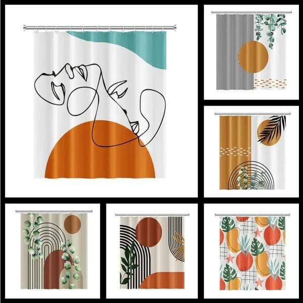 2026 Designer Nordic Wind Abstract Art Boho cologne Shower H Curtain Waterproof Polyester Bath Morandi Color Block Curtains For Bathroom perfume Decor Free Ship