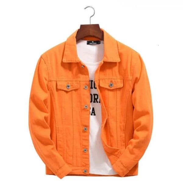Top Denim Jacket Men Women Clothes Autumn Fashion Cowboy Coat Spliced Purple Orange Loose Jean Mens 250210