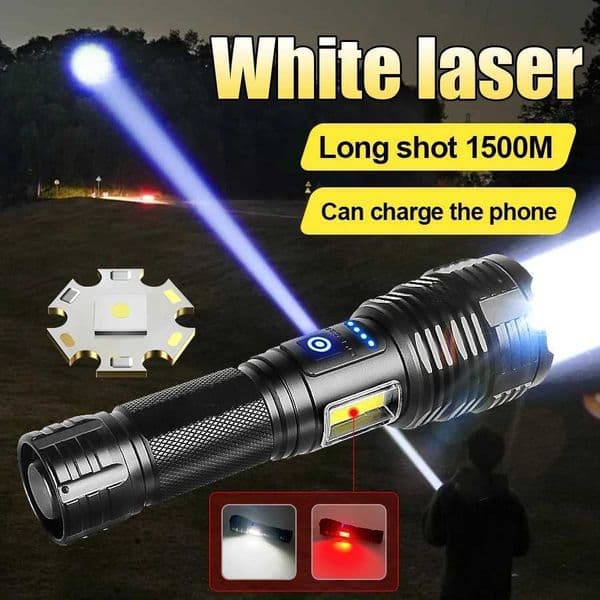 10000LM High Power LED Flashlight Long Life Rechargeable Torch With COB Light 1500M Zoomable Handheld Lantern Tactical Hand Lamp X250217