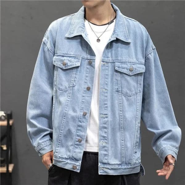 Denim Jacket Men Vintage Jean Coats Streetwear Fashion Turn Down Collar Outerwear Cotton Bomber ZL126 250212