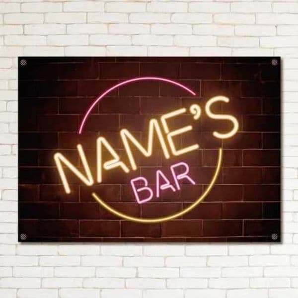 Personalized retro neon effect bar logo customization garden metal street gift square Z250218