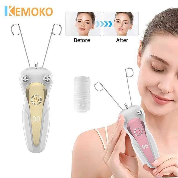 KEMOKO Cotton Thread Epilator Electric Women Facial Hair Remover Defeather Instant Hair Removal Threading Depilation LCD Display Z250218
